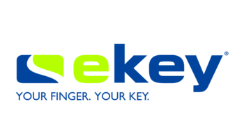 ekey Firmenlogo mit Slogan