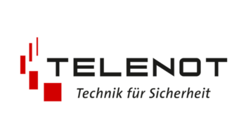 Telenot Logo mit Sicherheitstechnik Schriftzug