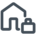 Haus mit Arbeitstasche, Icon für Home Office